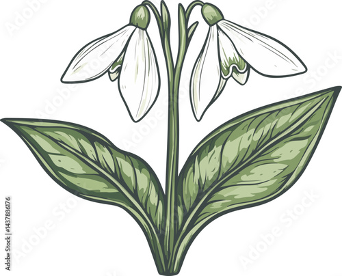 illustration of snowdrop flowers