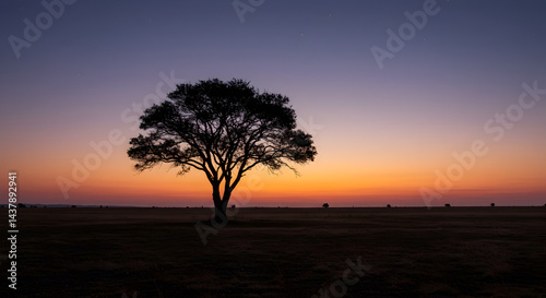 Silhouette Of Tree Against Golden Sky During Magical Sunset