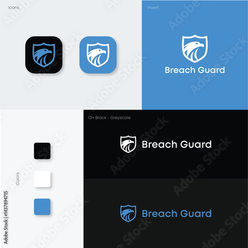 Cybersecurity Logo Design with Shield and Eagle Icon