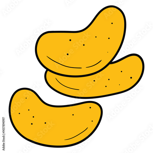 Hand drawn cartoon crispy potato chips on white background.