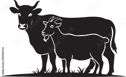 silhouette of a cow