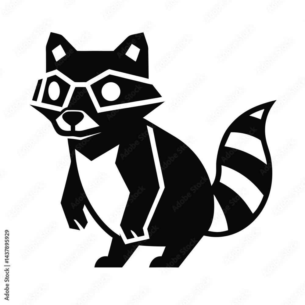 Fototapeta premium Pixelated Raccoon With Code Goggles