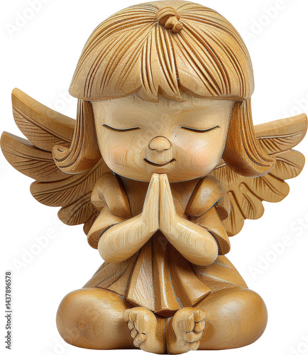 Wooden angel figurine in prayer