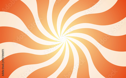 Orange white spiral background illustration. Groovy background. Waves, swirl, twirl pattern. Twisted and distorted vector texture in trendy retro psychedelic style. Y2k aesthetic.
