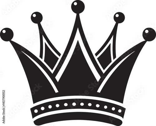 Minimal Black Crown Icon Vector Illustration for Royalty and Luxury Branding Design