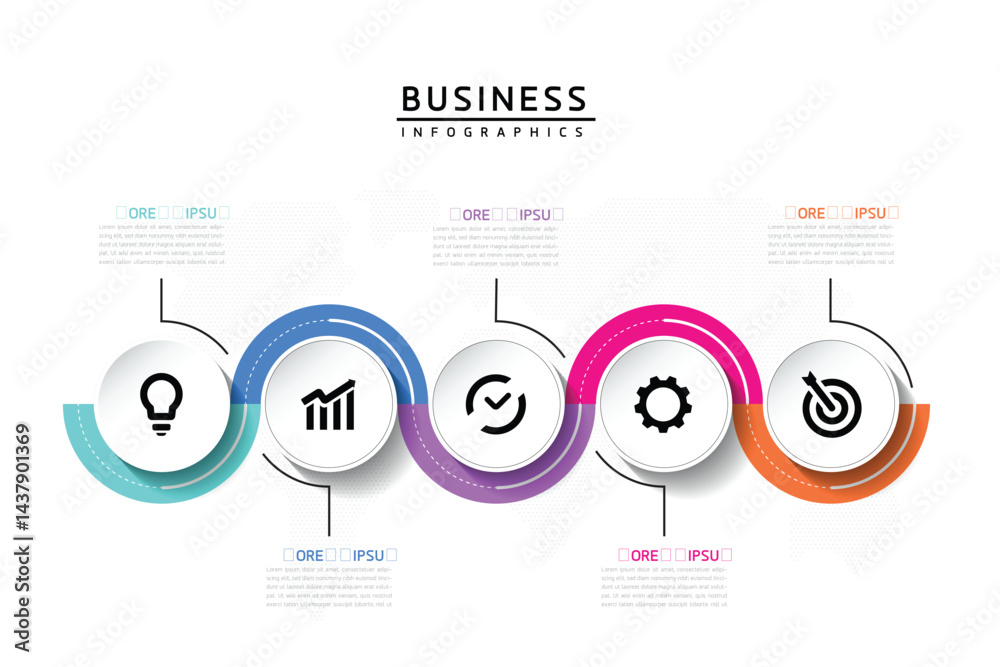 Fototapeta premium Vector business Presentation Connecting Steps Infographic Template