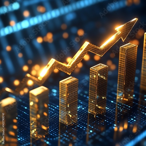 A stock market chart with an upward-pointing arrow, symbolizing increasing rental prices and growth in real estate investment opportunities.