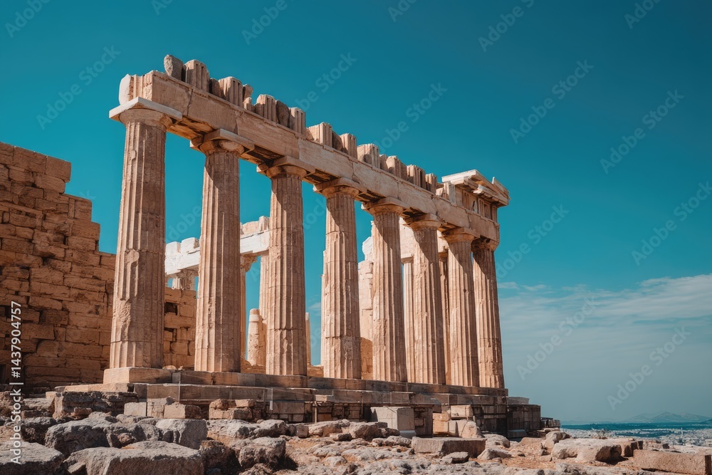 Obraz premium Ancient columns against a clear sky