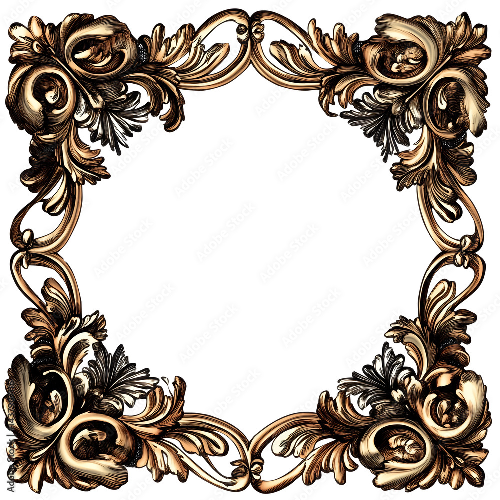 Fototapeta premium vintage frame with floral ornament isolated png transparent cutout