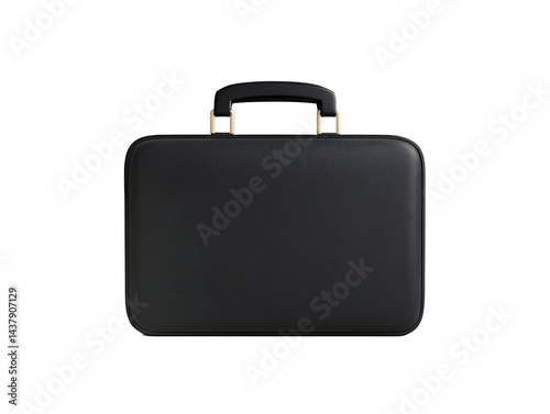 Black business briefcase isolated on a transparent background