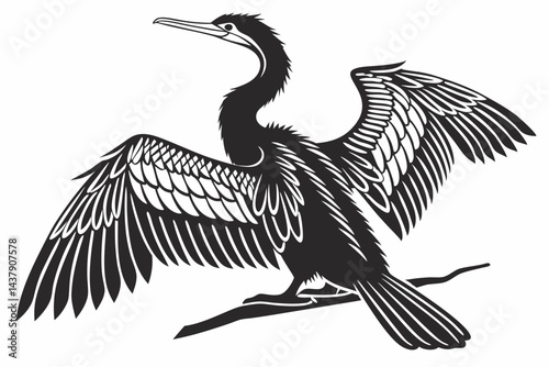 anhinga sihouette black vector