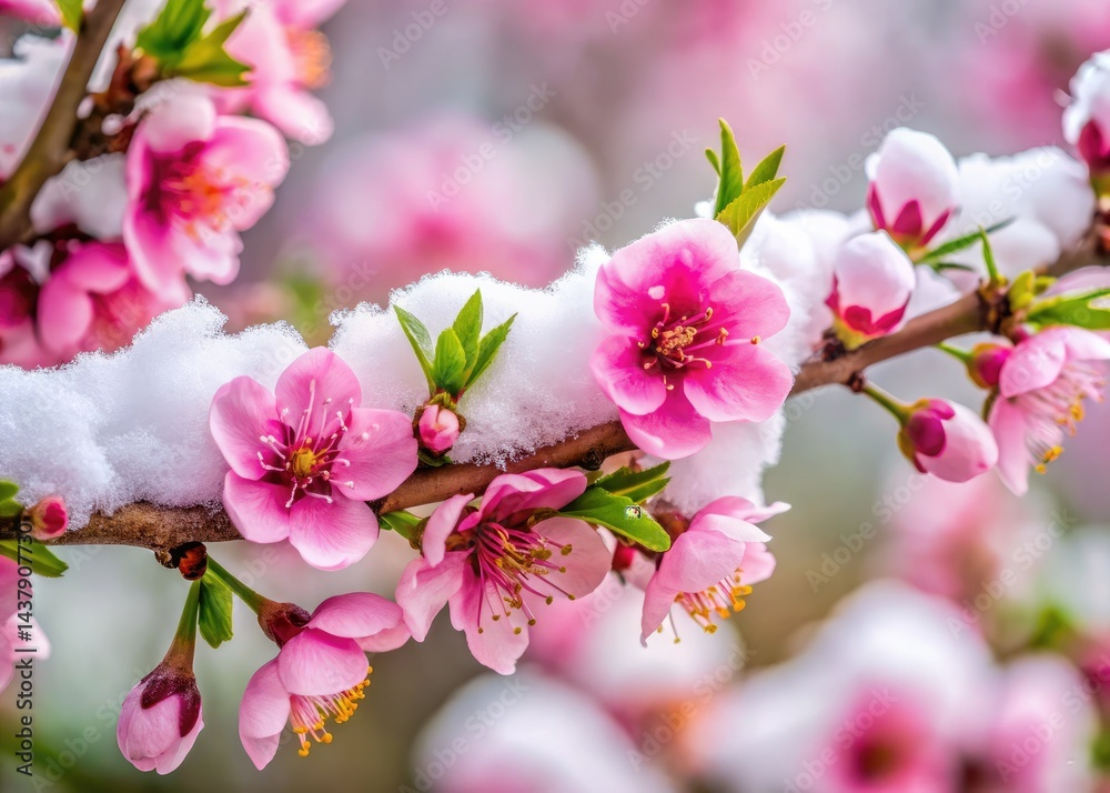 Peach Blossom Snow Spring Photography: Candid Images of Delicate Pink Blossoms Under Winter's Last Breath Peach Blossom Snow Spring Photography: Candid Images of Delicate Pink Blossoms Under Winter's Last Breath