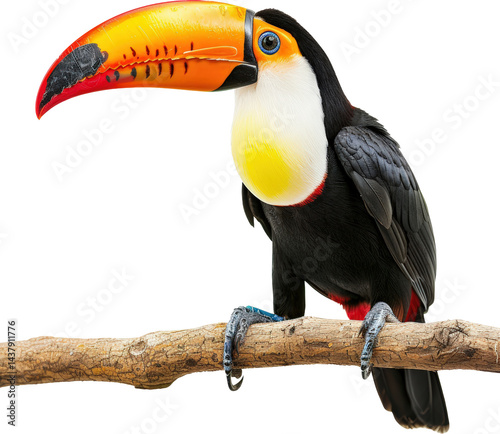 Colorful toucan perched on branch