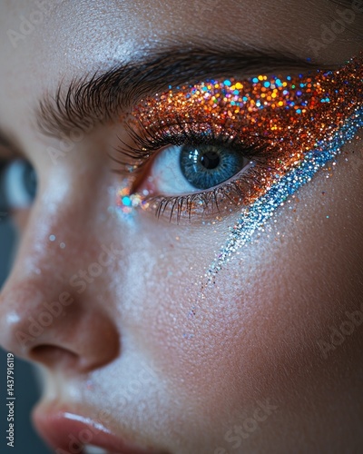 Close-up of glittery makeup
