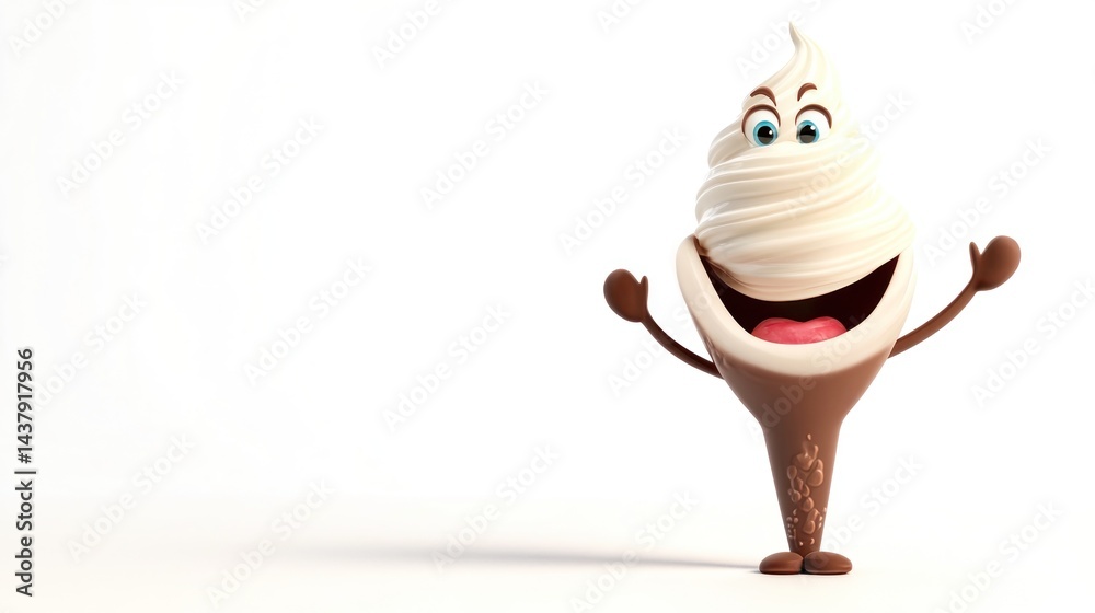 Obraz premium Cheerful ice cream character