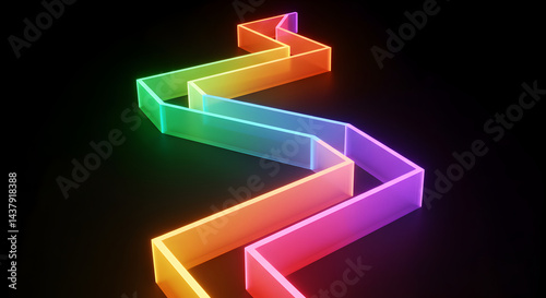 Dynamic Zigzag Path Illuminated By Vibrant Gradient On Dark Backdrop