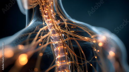 Spinal Cord and Nerves: Neural Network Illustration photo