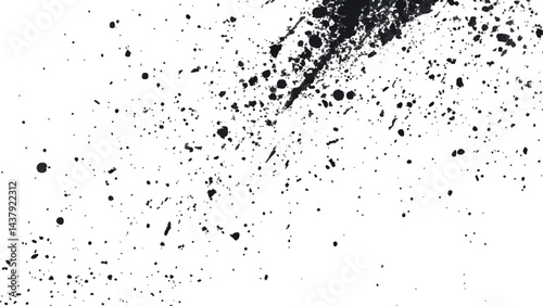 Dirt dust texture isolated on white background, top view. Black dust with effect fragments explosion isolated on white background and texture, 