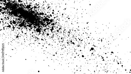 Dirt dust texture isolated on white background, top view. Black dust with effect fragments explosion isolated on white background and texture, 