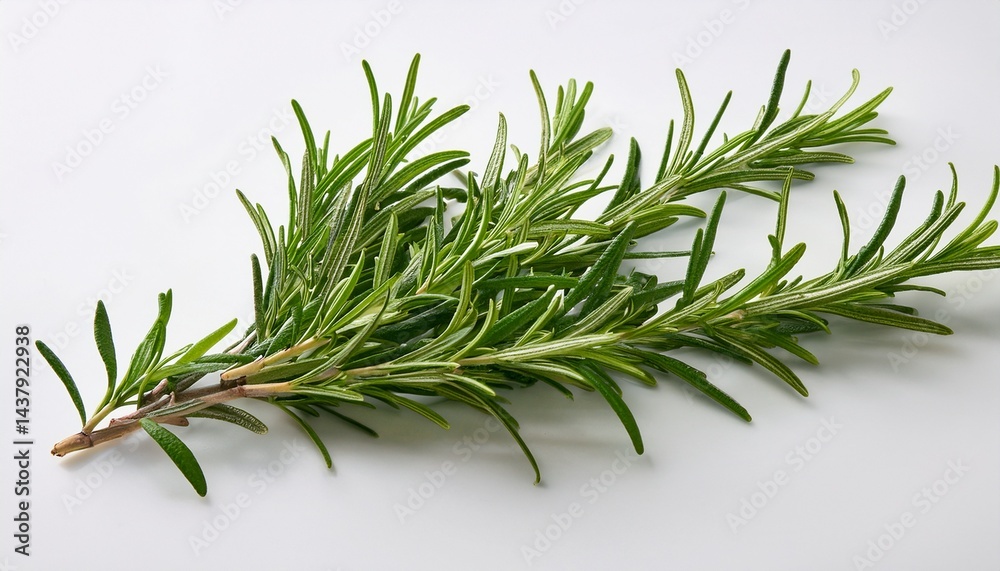 Fototapeta premium freshly harvested rosemary sprig on white background