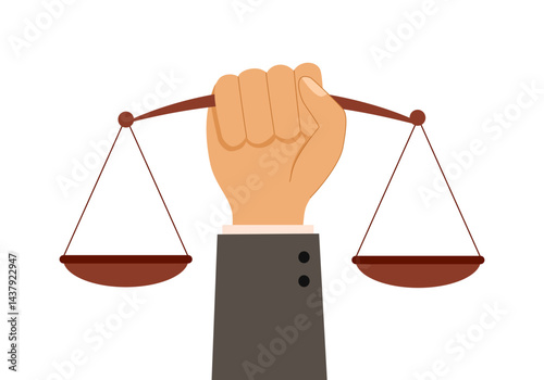 Weight scales justice hold in hand judge. Civil rights. Law and justice concept.
