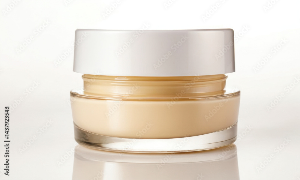 Obraz premium A jar of cream sitting on a table, great for still life or food photography