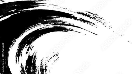 Vector grunge texture. Black paint isolated on white background. Black brush strokes sweep across a pristine white background,	