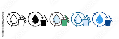 Waste Water Recycle Icon Set Multiple Style Collection