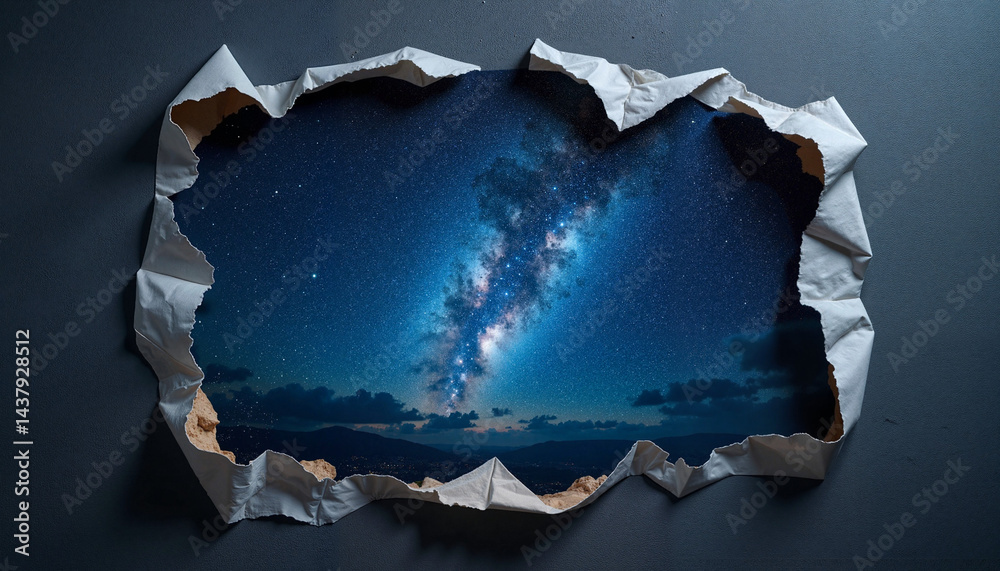 Torn Paper Effect of the Milky Way at Night, Black Friday