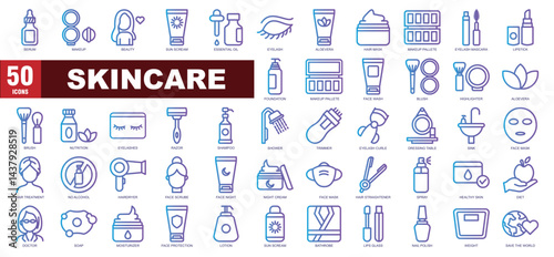 Skincare gradient icon set