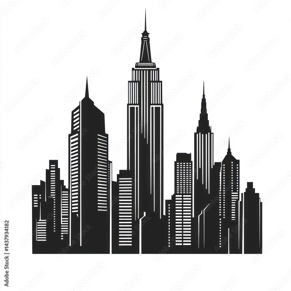 Obraz premium NYC skyline illustration, cityscape, urban background, design element