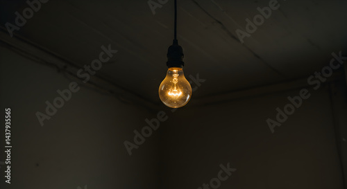 Wallpaper Mural Glowing Incandescent Bulb Hanging Down Emitting Light In A Dark Room Torontodigital.ca