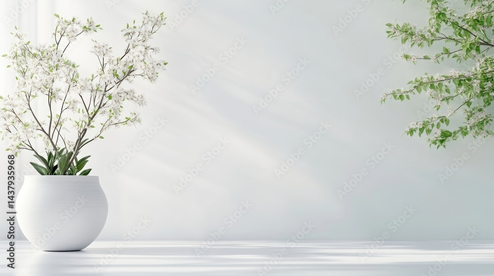 Obraz premium Minimalist, bright, airy room with potted plants