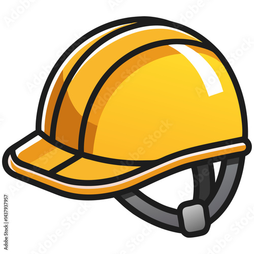Yellow construction hard hat illustration, safety equipment
