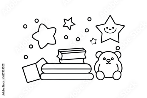 Bedtime Doodles with Cozy Beds Stuffed Animals and Shining Stars
