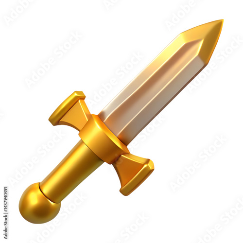 Golden dagger, fantasy weapon, game asset