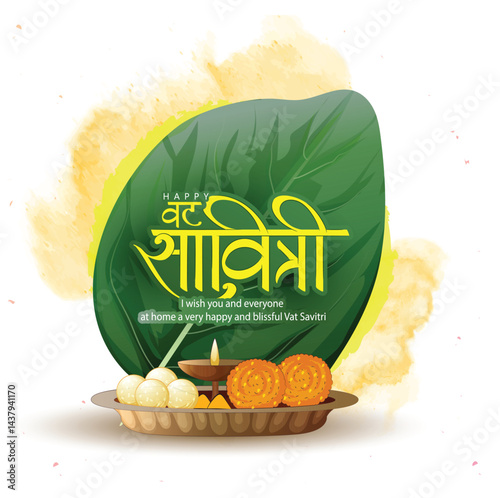 creative vector illustration of Vat Savitri Indian festival.
