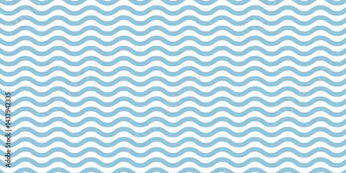 Blue and beige diagonal wavy lines seamless pattern. Simple vector abstract liquid stripes background. Funky groovy texture with diagonal waves, fluid shapes, flow. Stylish repeated decorative design