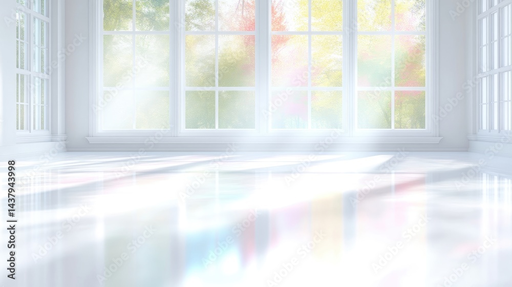 Fototapeta premium Bright, spacious room with large windows