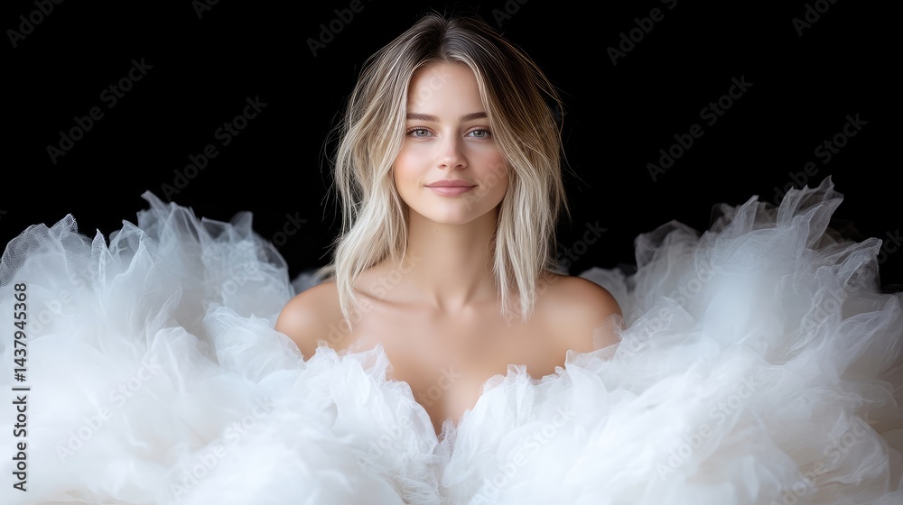 Elegant woman in a flowing white gown Elegant woman in a flowing white gown