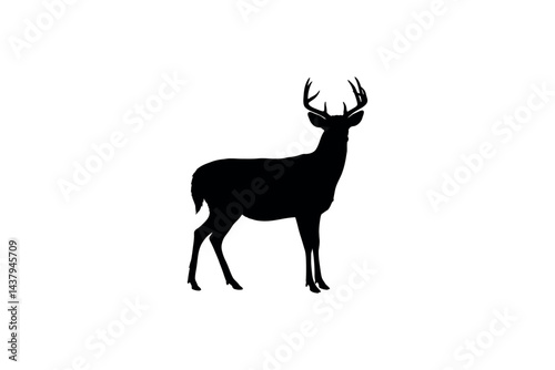 Silhouette of deer isolated on white background