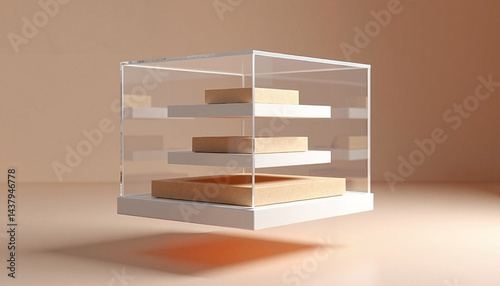 Obraz na płótnie Transparent Product Packaging Box with Wooden Layers for Black Friday w salonie