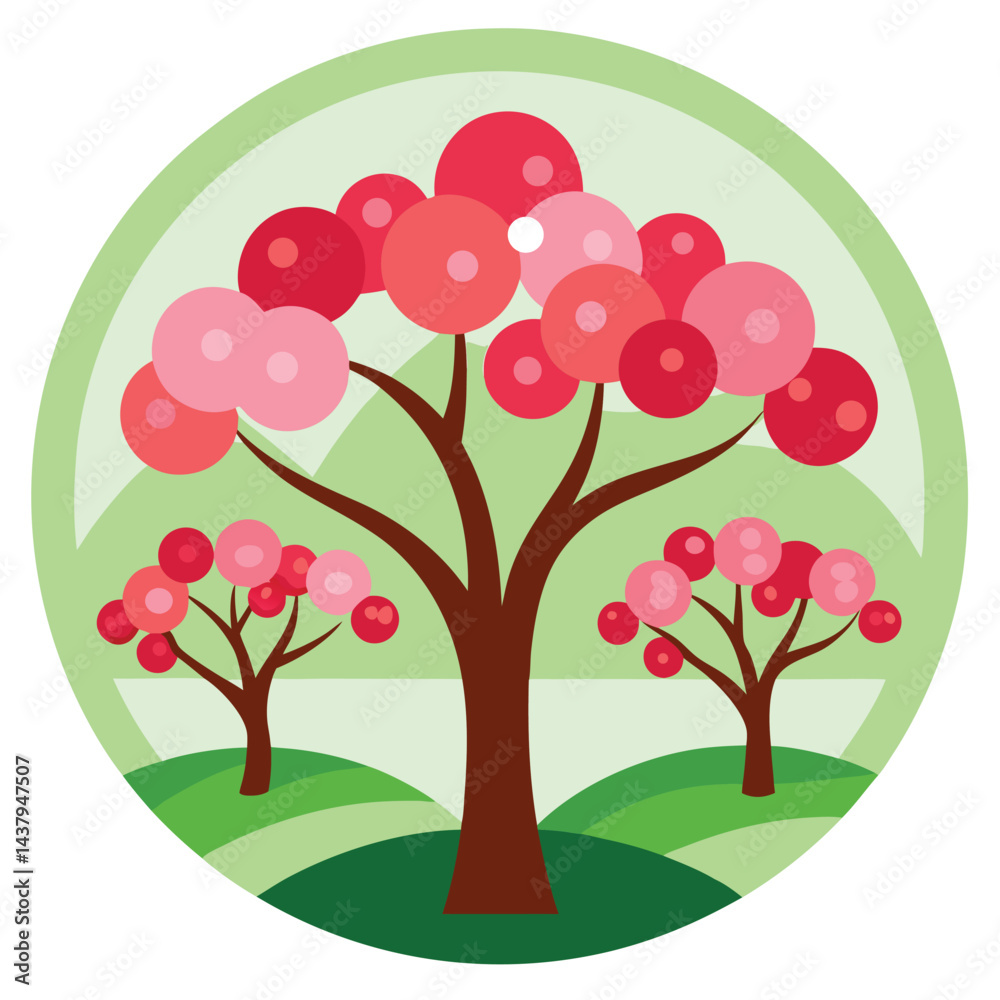 Fototapeta premium Cherry trees icon on white background