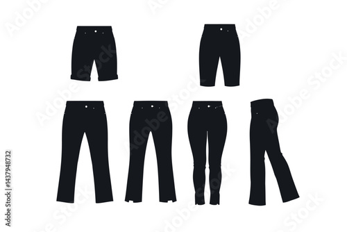 set of jeans isolated on white background