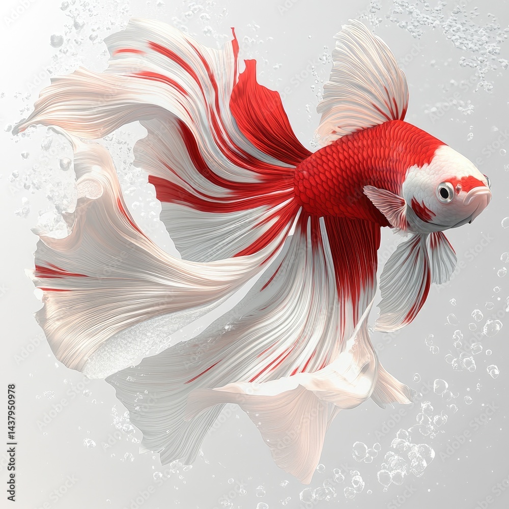 Fototapeta premium Stunning Red and White Koi Betta Fish
