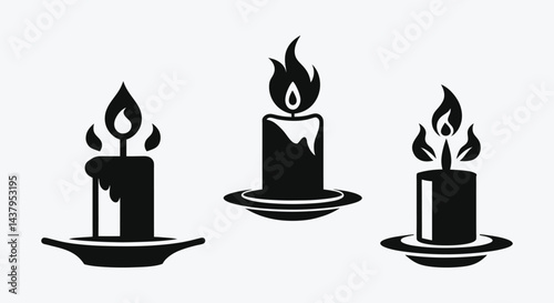 set of burning candles, burning candle vector