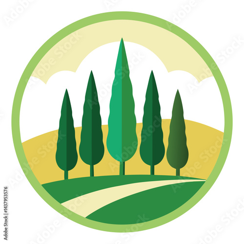 Cypress trees icon on white background 