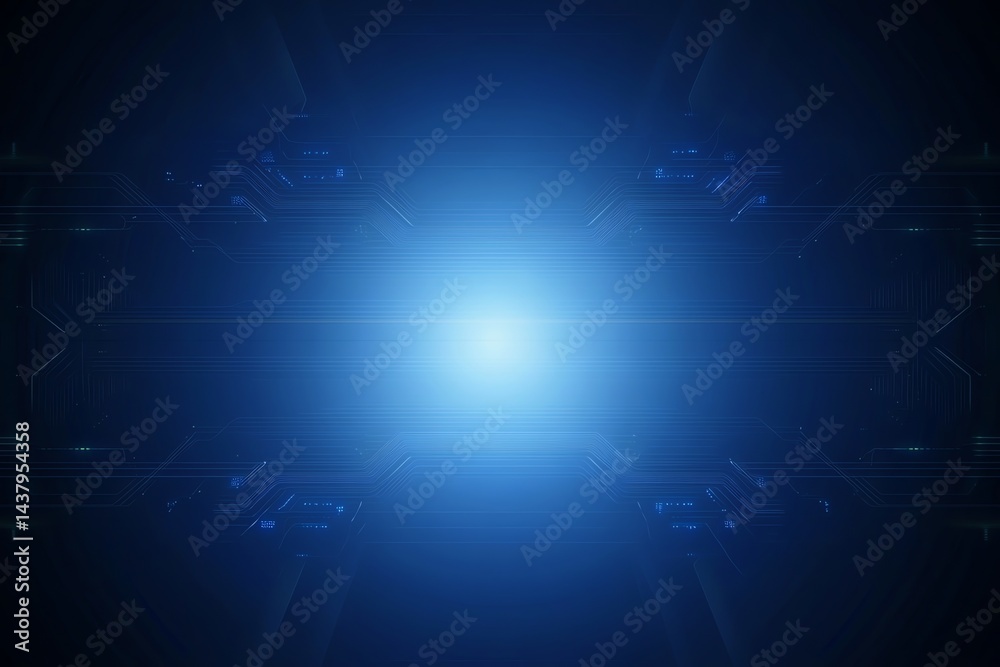 Abstract Blue Technology Background with Circuit Board and Light Source