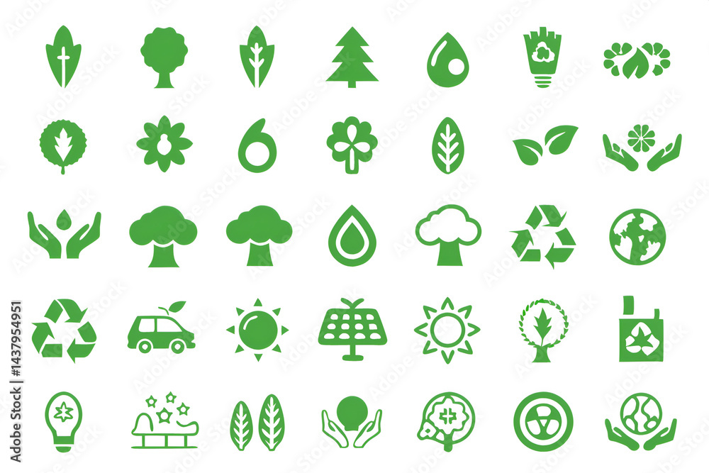 Set of green eco icons, Ecology icons set. Nature, environment, recycle flat icon. Set of green eco icons, Ecology icons set. Nature, environment, recycle flat icon.