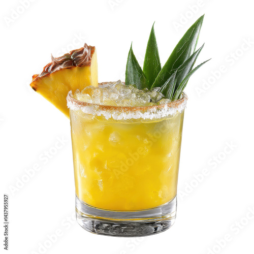 Tropical Pineapple Drink isolated on transparent PNG background